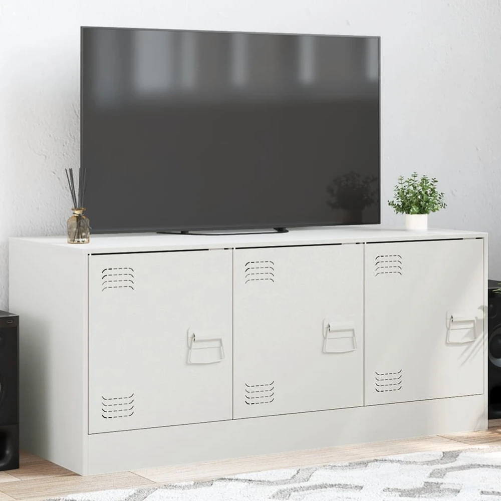 TV staliukas Televizoriaus spintelė, baltos spalvos, 99x39x44cm, plienas