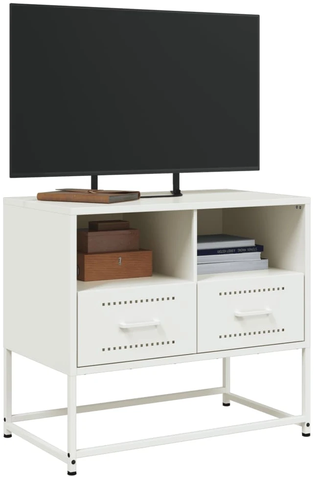 TV staliukas Televizoriaus spintelė, baltos spalvos, 68x39x60,5cm, plienas