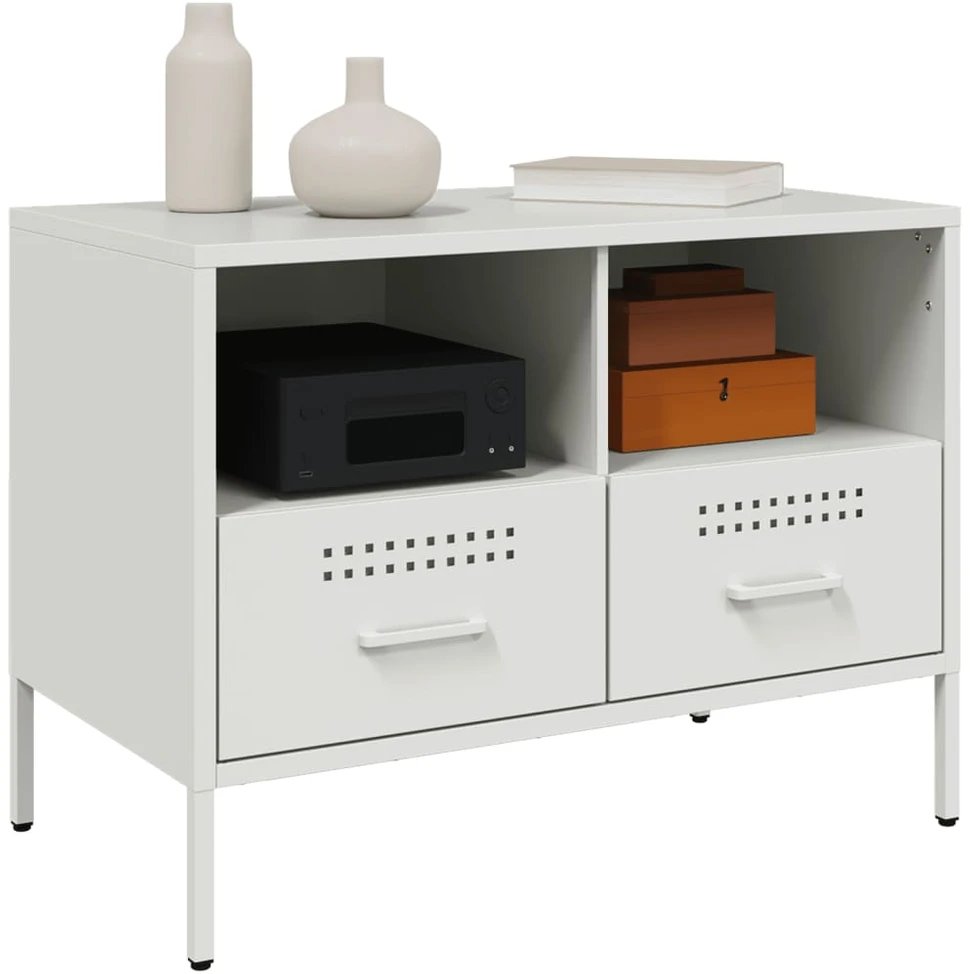 TV staliukas Televizoriaus spintelė, baltos spalvos, 68x39x50,5cm, plienas
