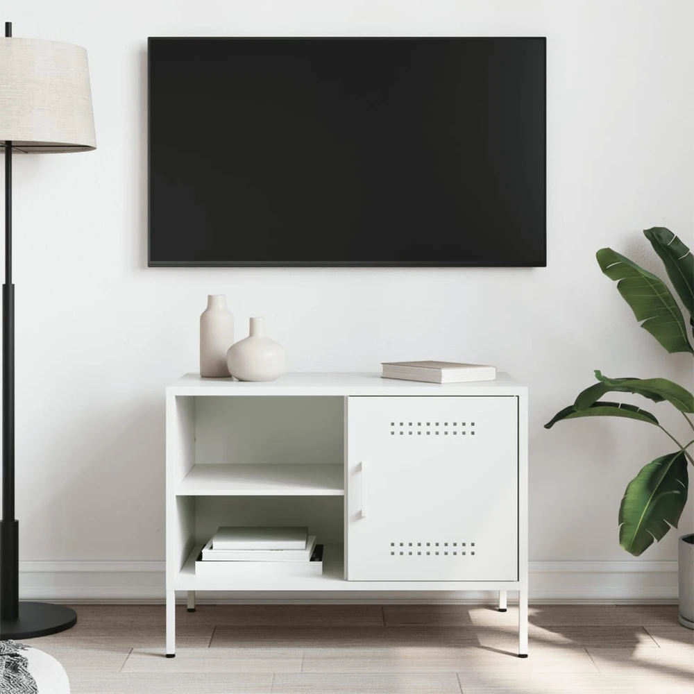TV staliukas Televizoriaus spintelė, baltos spalvos, 68x39x50,5cm, plienas