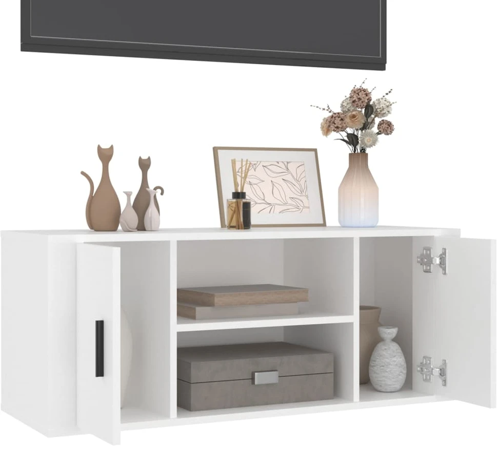 TV staliukas Televizoriaus spintelė, baltos spalvos, 100x35x40cm, mediena