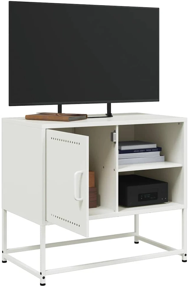 TV staliukas Televizoriaus spintelė, baltos spalvos, 68x39x60,5cm, plienas