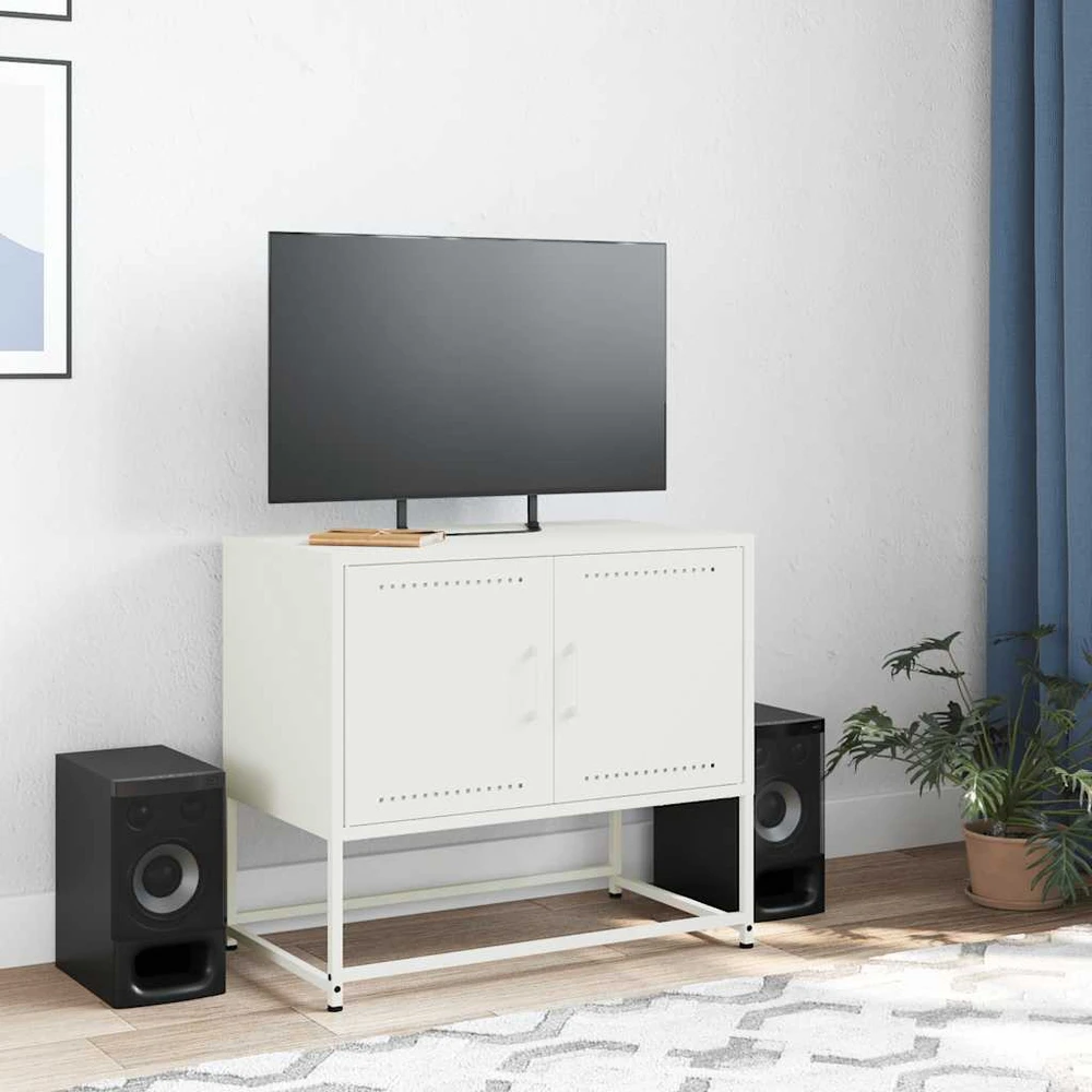 TV staliukas Televizoriaus spintelė, baltos spalvos, 68,5x39x60,5cm, plienas