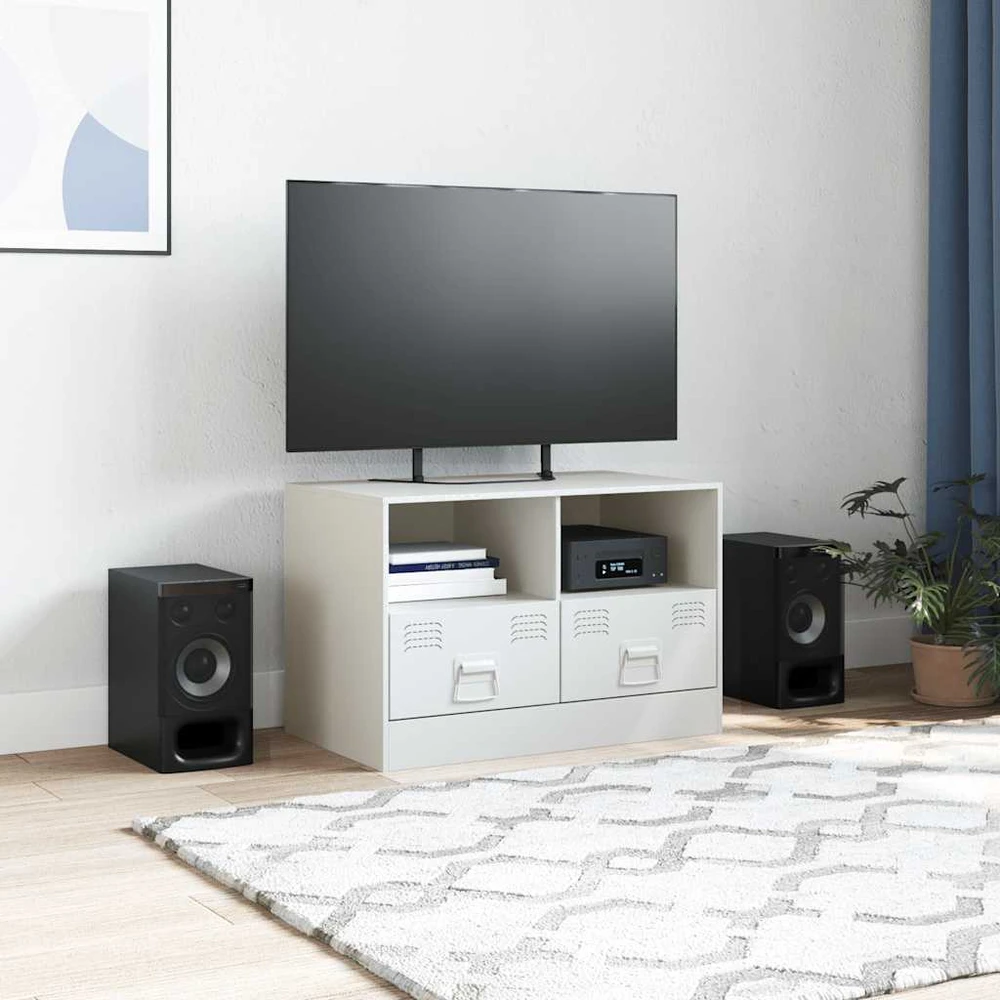 TV staliukas Televizoriaus spintelė, baltos spalvos, 67x39x44cm, plienas