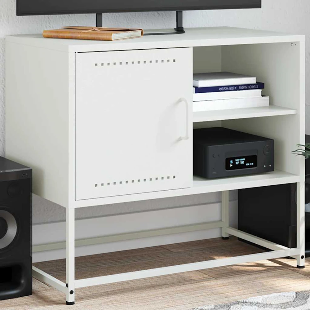 TV staliukas Televizoriaus spintelė, baltos spalvos, 68x39x60,5cm, plienas