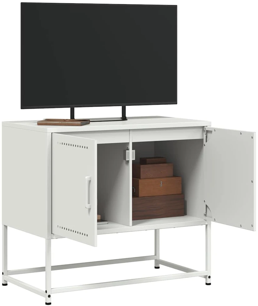 TV staliukas Televizoriaus spintelė, baltos spalvos, 68,5x39x60,5cm, plienas