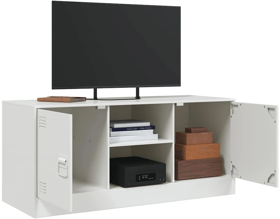 TV staliukas Televizoriaus spintelė, baltos spalvos, 99x39x44cm, plienas