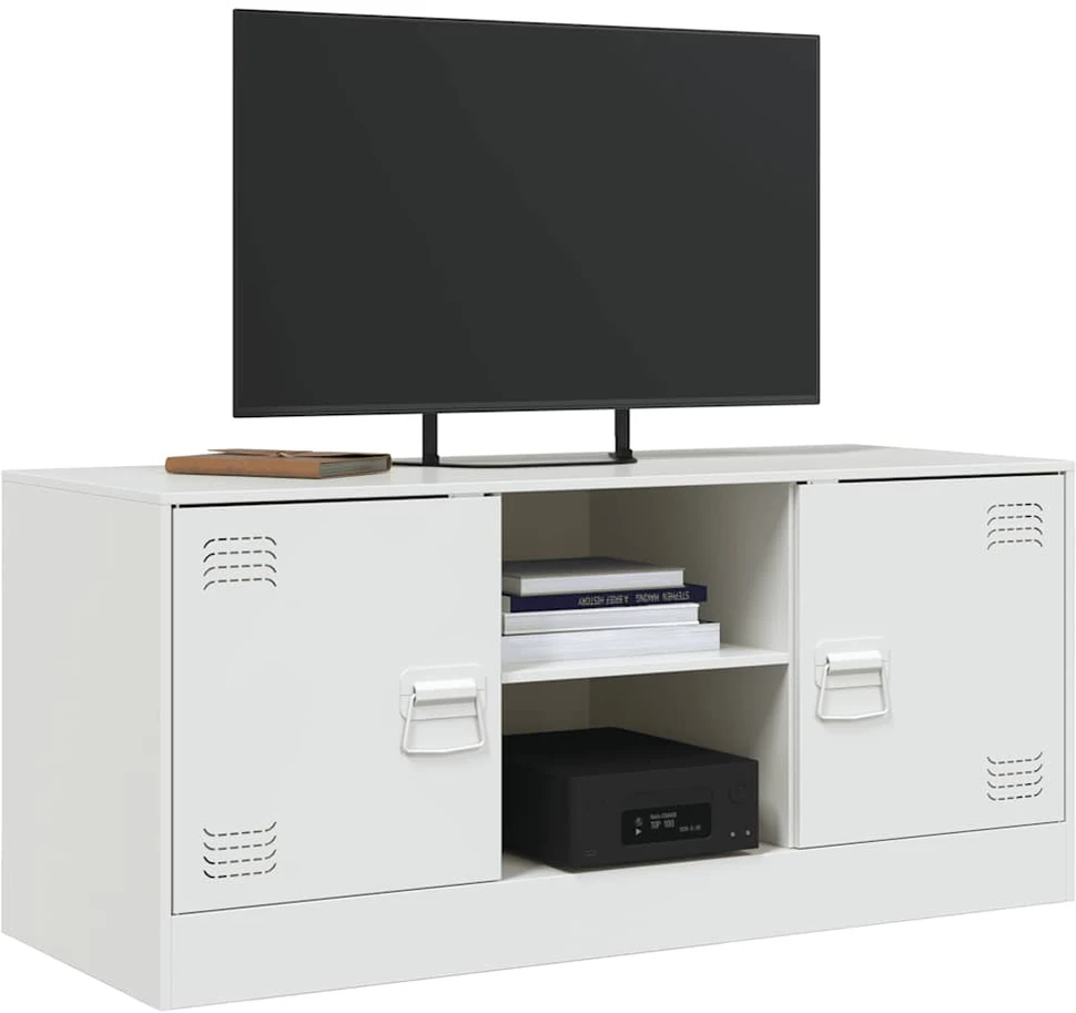 TV staliukas Televizoriaus spintelė, baltos spalvos, 99x39x44cm, plienas