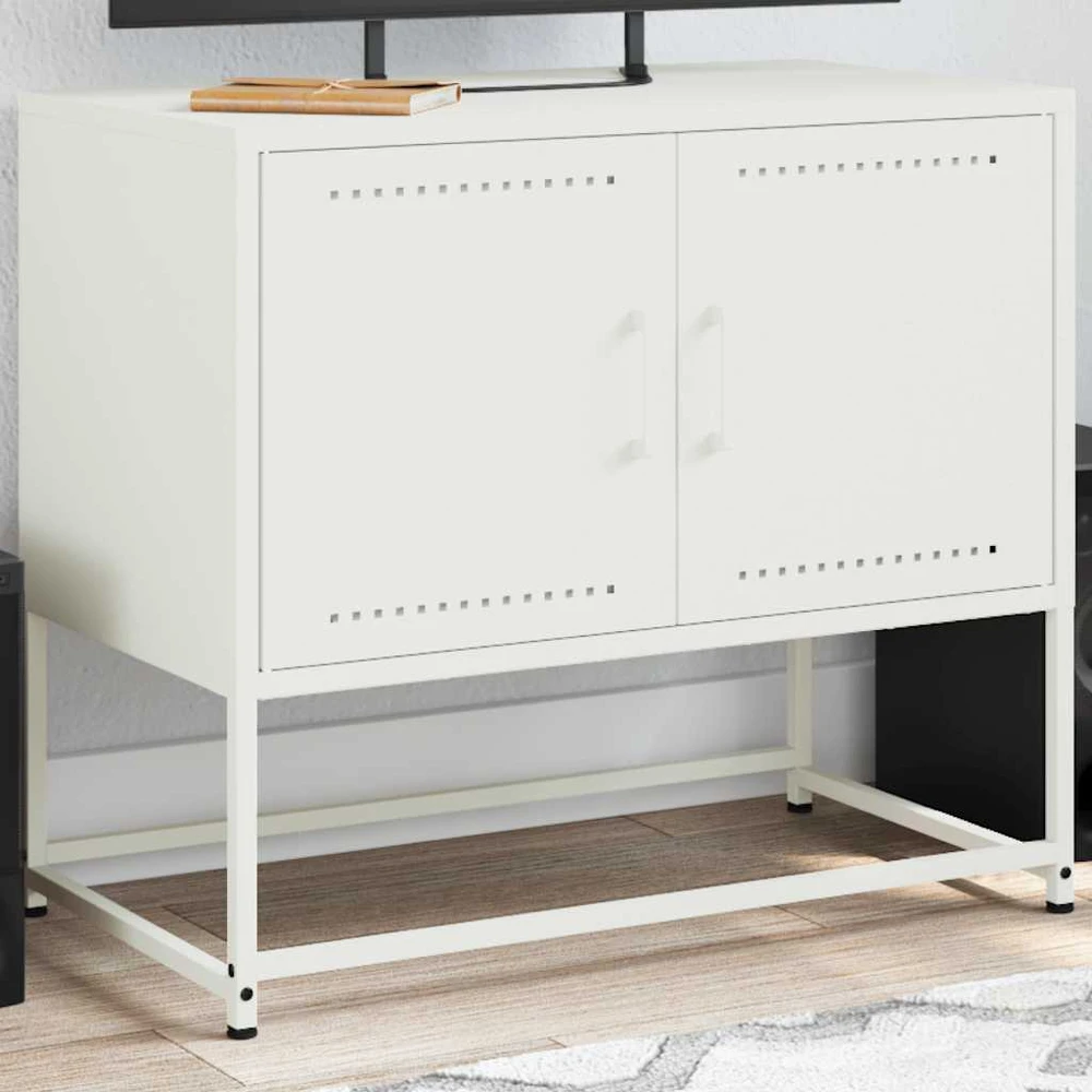 TV staliukas Televizoriaus spintelė, baltos spalvos, 68,5x39x60,5cm, plienas