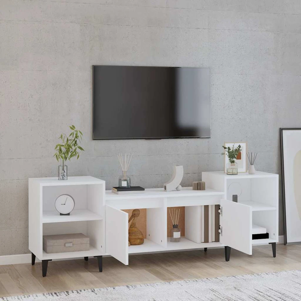 TV staliukas Televizoriaus spintelė, baltos spalvos, 160x35x55cm, mediena