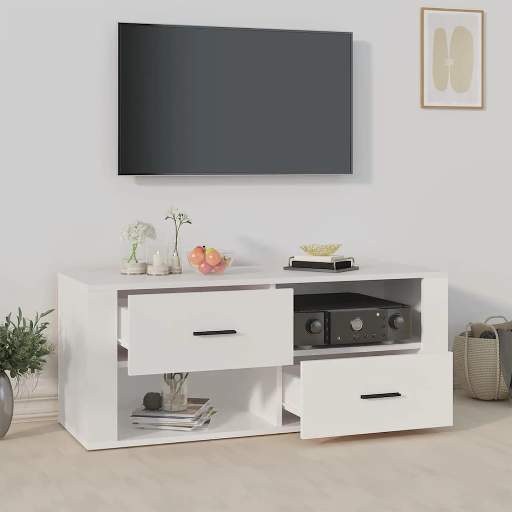 TV staliukas Televizoriaus spintelė, baltos spalvos, 100x35x40cm, mediena