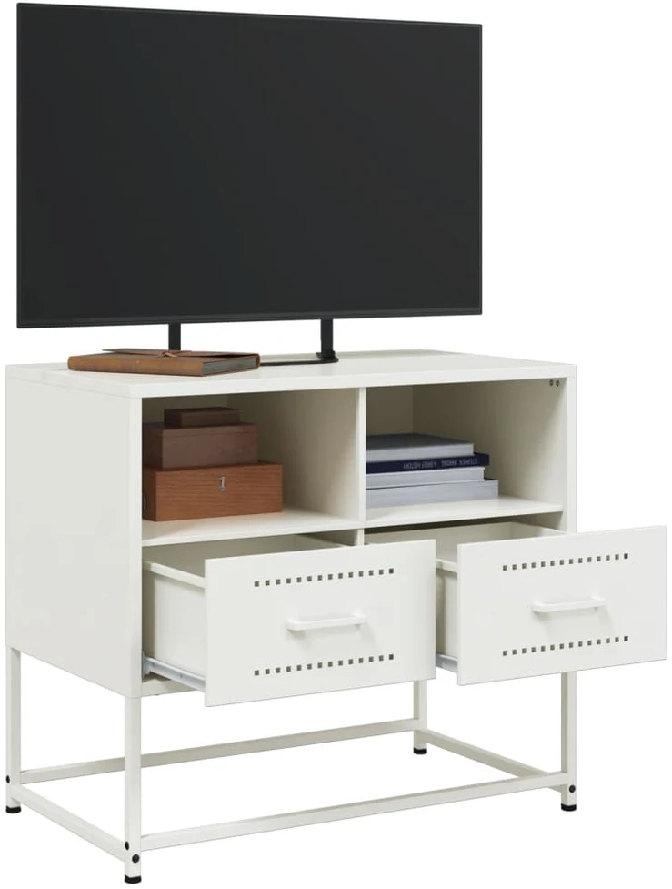 TV staliukas Televizoriaus spintelė, baltos spalvos, 68x39x60,5cm, plienas