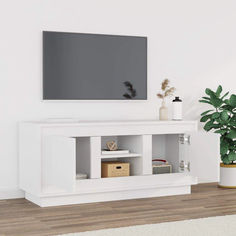 TV staliukas Televizoriaus spintelė, baltos spalvos, 102x35x45cm, mediena