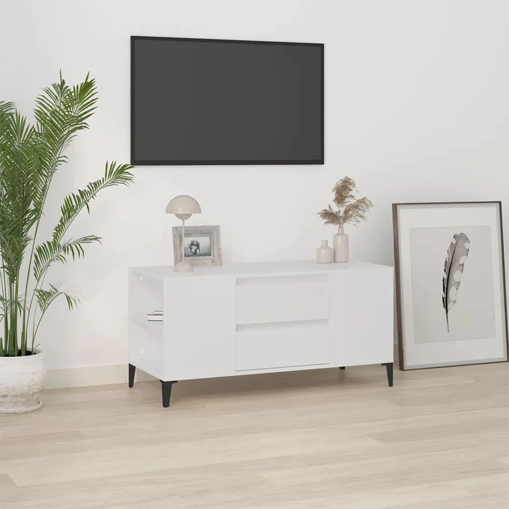 TV staliukas Televizoriaus spintelė, baltos spalvos, 102x44,5x50cm, mediena