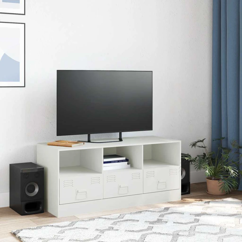 TV staliukas Televizoriaus spintelė, baltos spalvos, 99x39x44cm, plienas