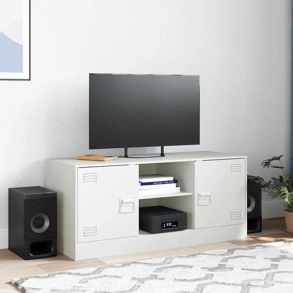TV staliukas Televizoriaus spintelė, baltos spalvos, 99x39x44cm, plienas