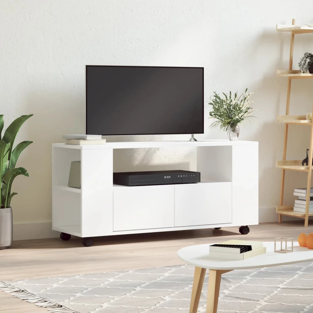 TV staliukas Televizoriaus spintelė, baltos spalvos, 102x34,5x43cm, mediena