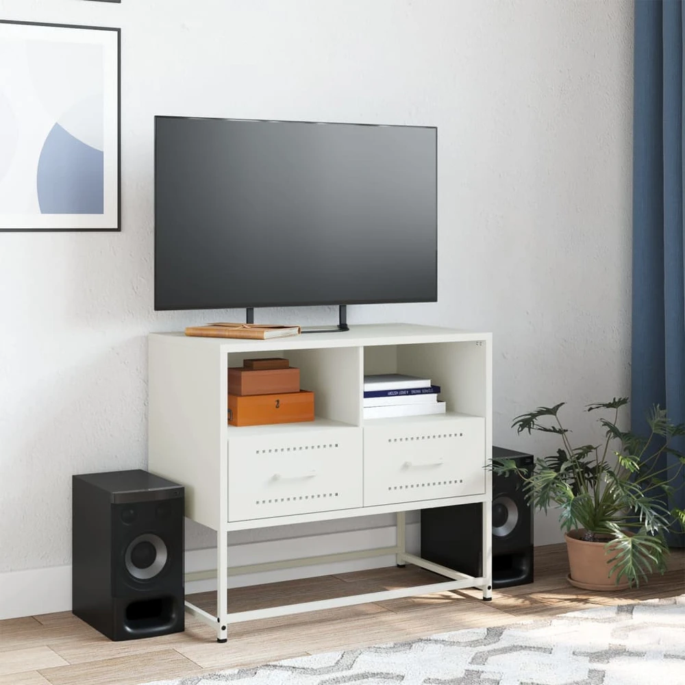 TV staliukas Televizoriaus spintelė, baltos spalvos, 68x39x60,5cm, plienas