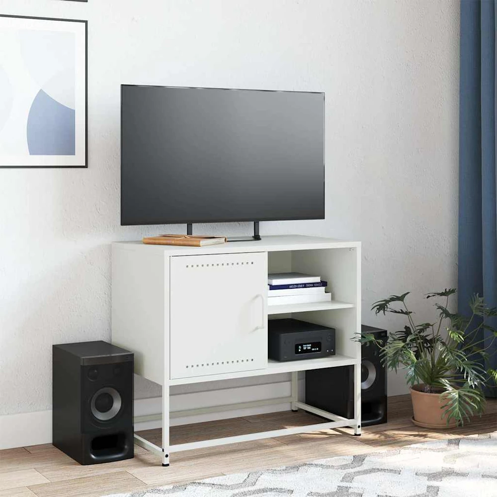 TV staliukas Televizoriaus spintelė, baltos spalvos, 68x39x60,5cm, plienas