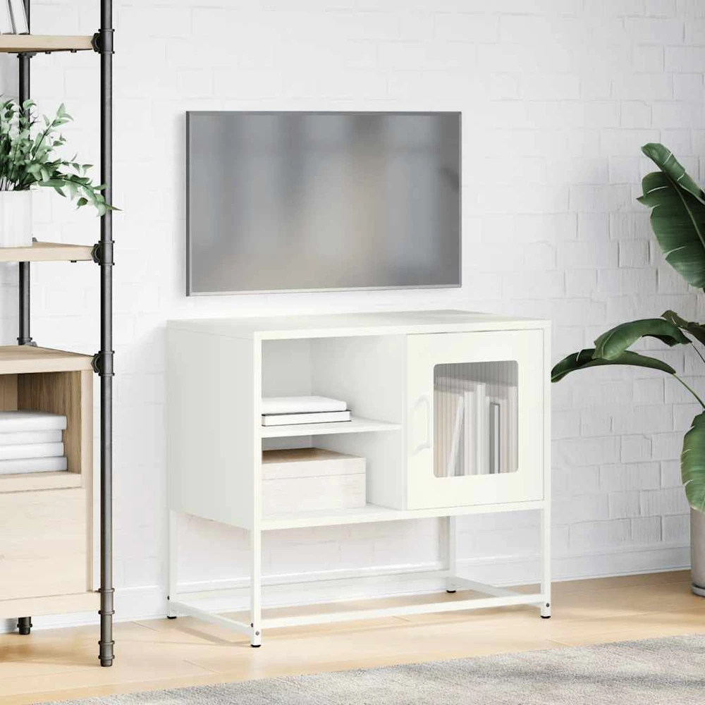 TV staliukas Televizoriaus spintelė, baltos spalvos, 68x39x60,5cm, plienas