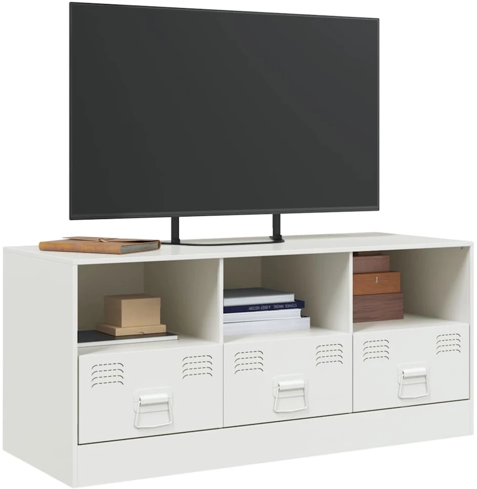 TV staliukas Televizoriaus spintelė, baltos spalvos, 99x39x44cm, plienas