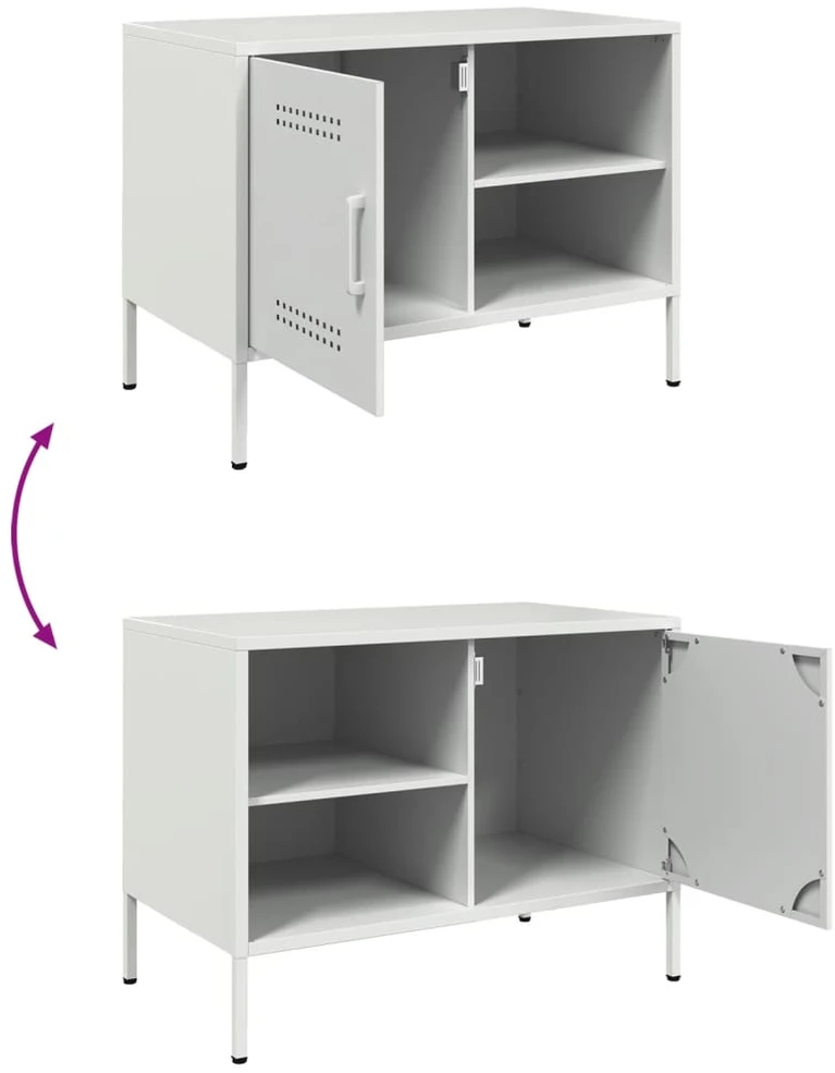 TV staliukas Televizoriaus spintelė, baltos spalvos, 68x39x50,5cm, plienas