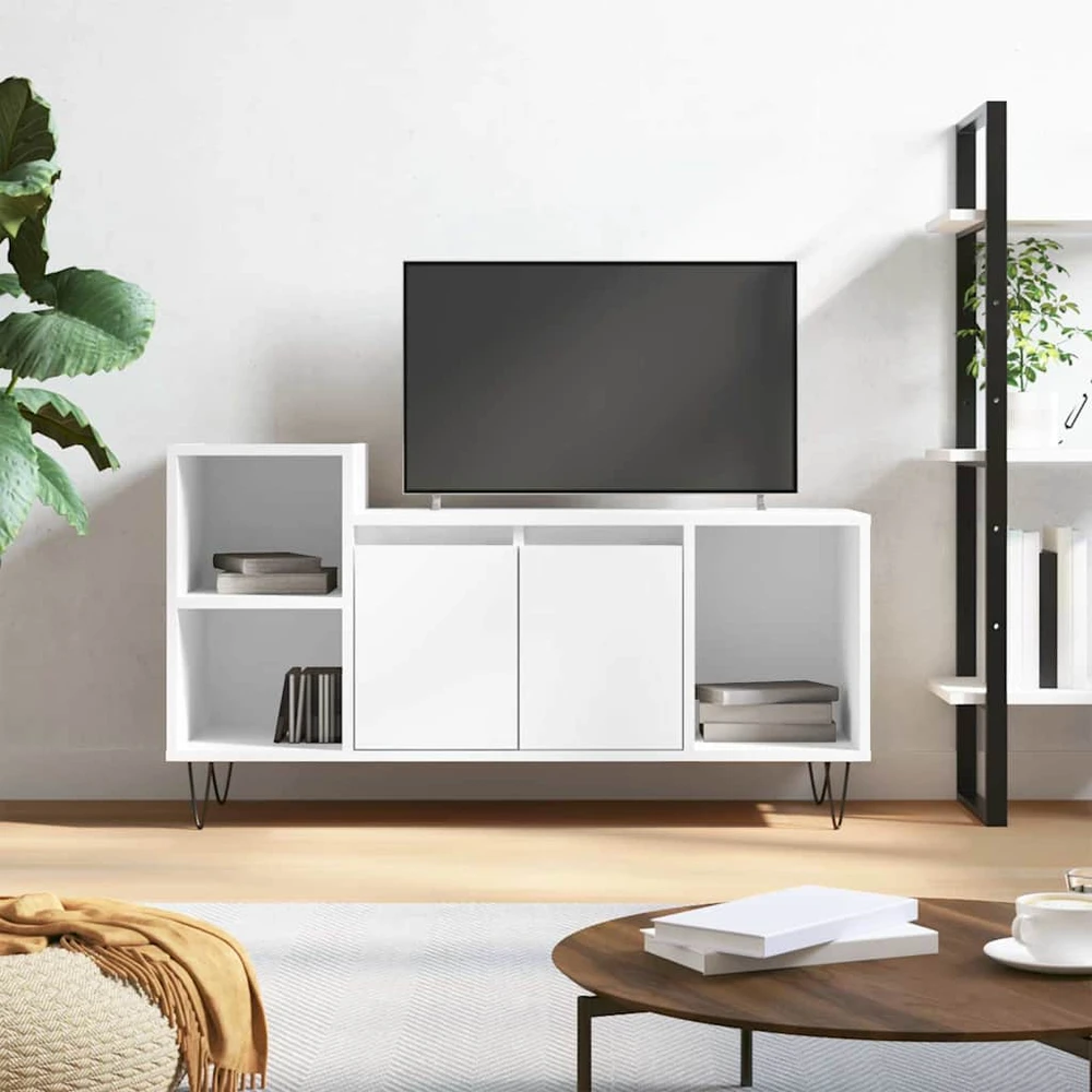 TV staliukas Televizoriaus spintelė, baltos spalvos, 100x35x55cm, mediena