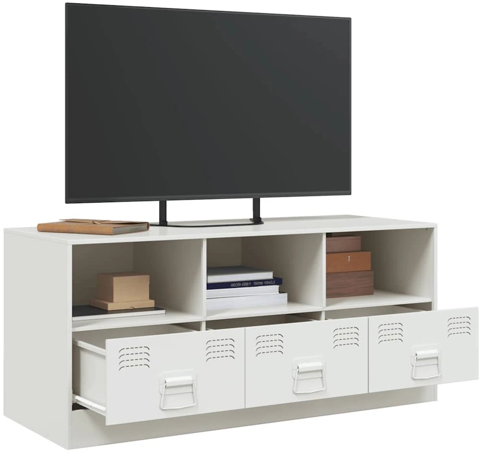 TV staliukas Televizoriaus spintelė, baltos spalvos, 99x39x44cm, plienas