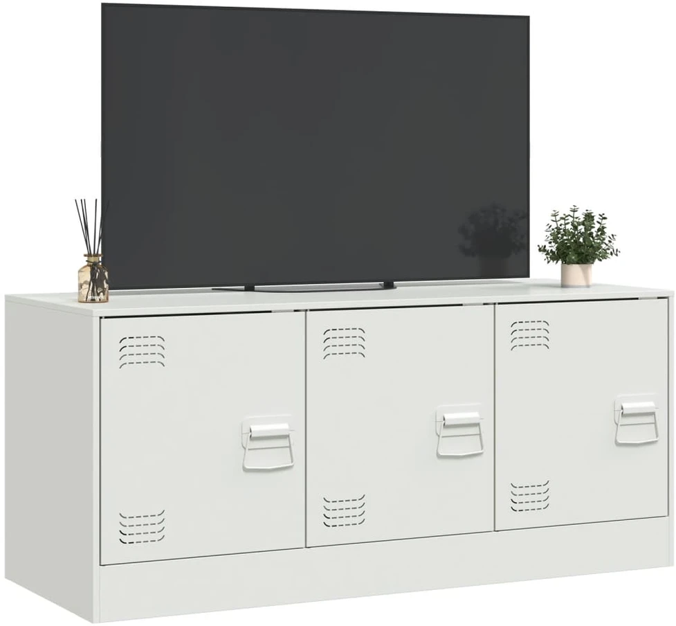 TV staliukas Televizoriaus spintelė, baltos spalvos, 99x39x44cm, plienas