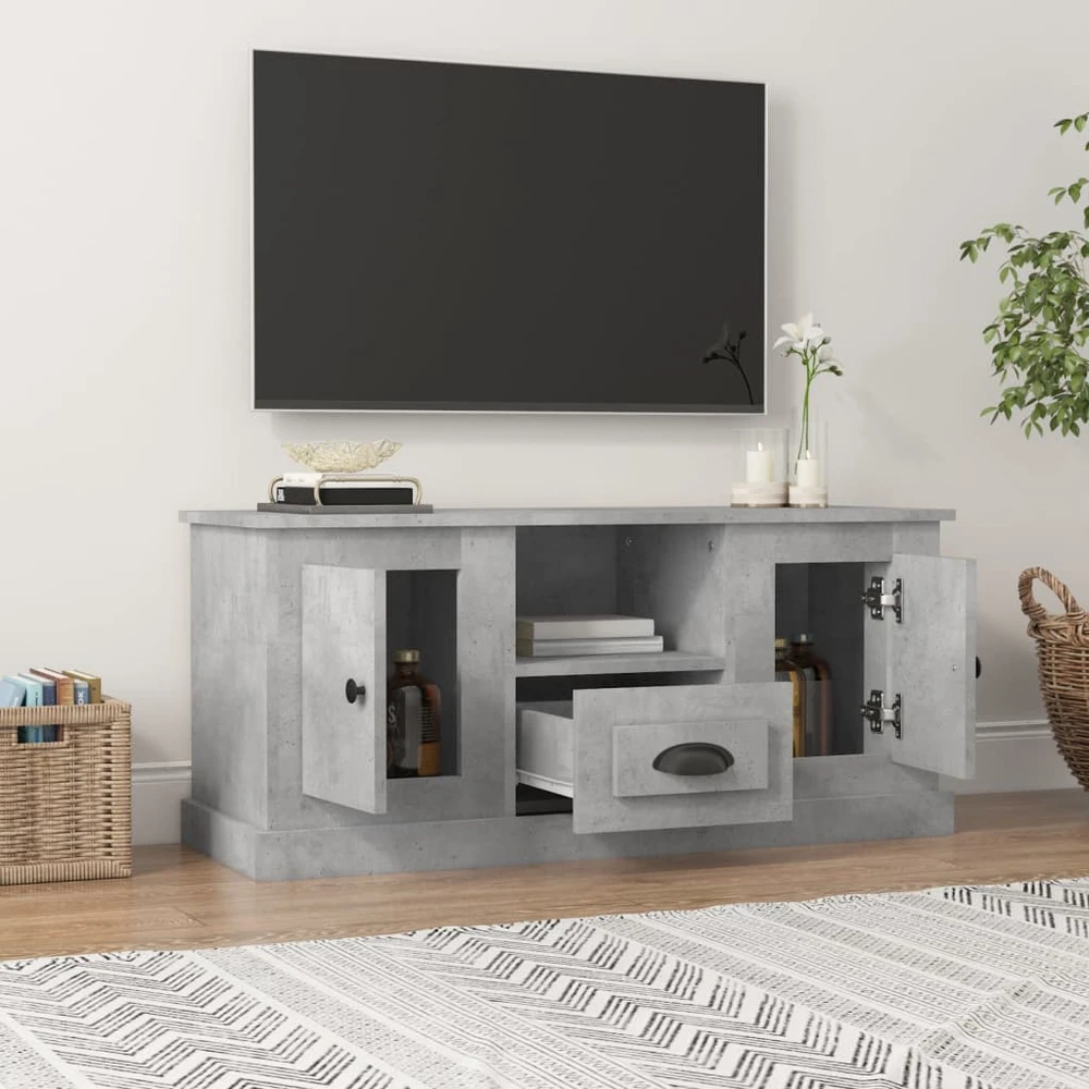 TV staliukas Televizoriaus spintelė, betono pilka, 100x35,5x45cm, mediena