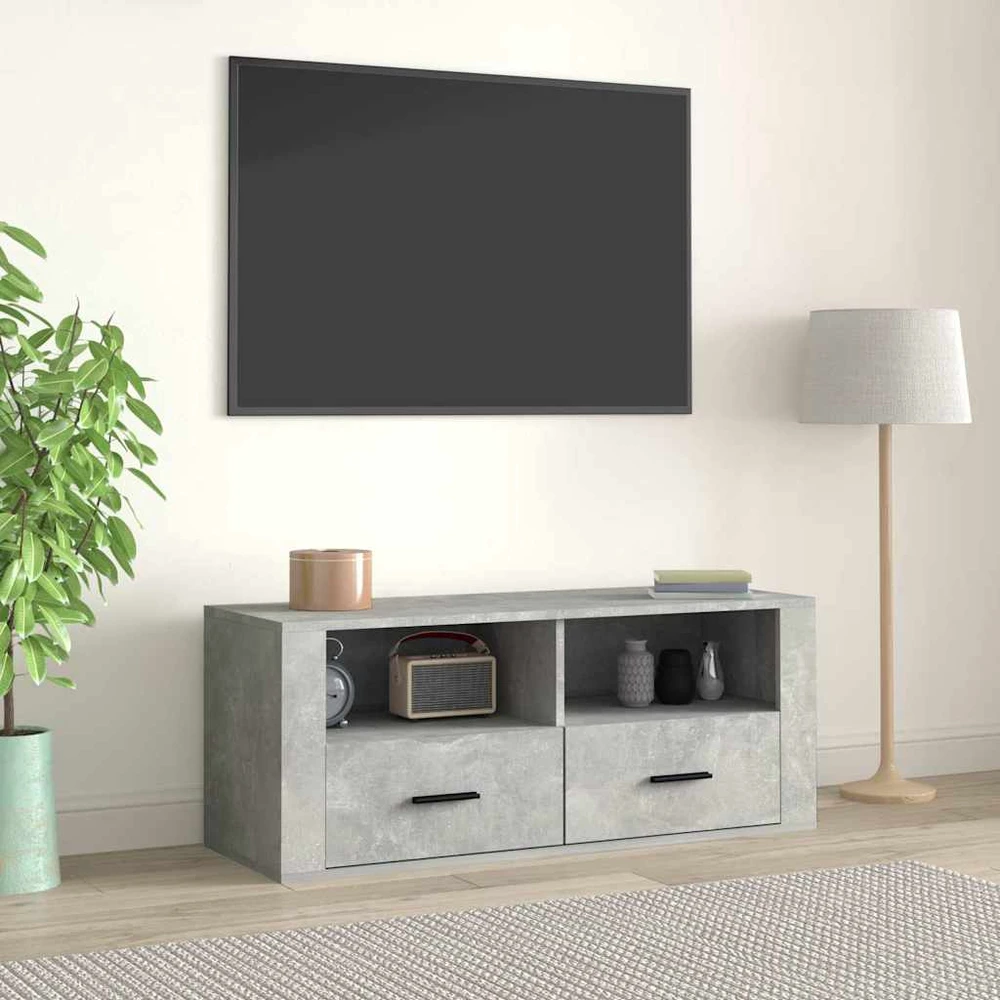 TV staliukas Televizoriaus spintelė, betono pilka, 100x35x40cm, mediena