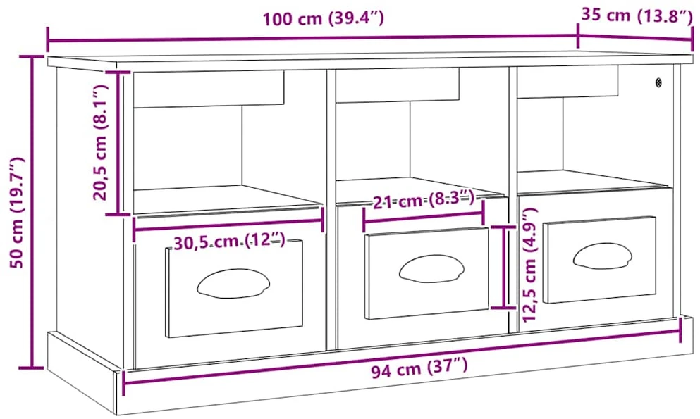 TV staliukas Televizoriaus spintelė, betono pilka, 100x35x50cm, mediena
