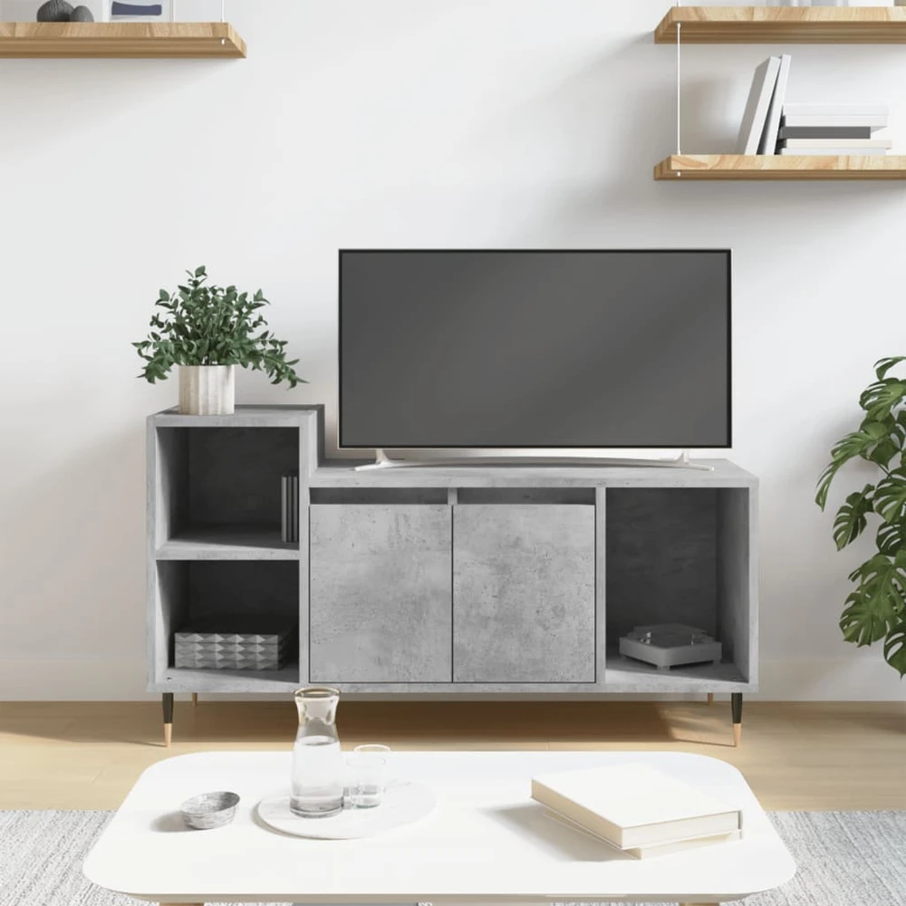TV staliukas Televizoriaus spintelė, betono pilka, 100x35x55cm, mediena
