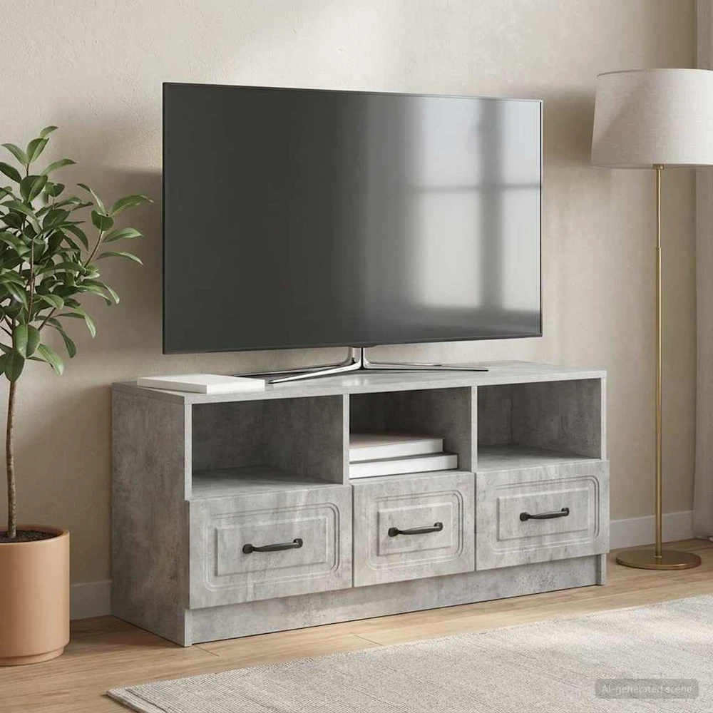 TV staliukas Televizoriaus spintelė Betono pilka 102 x 34,5 x 47 cm
