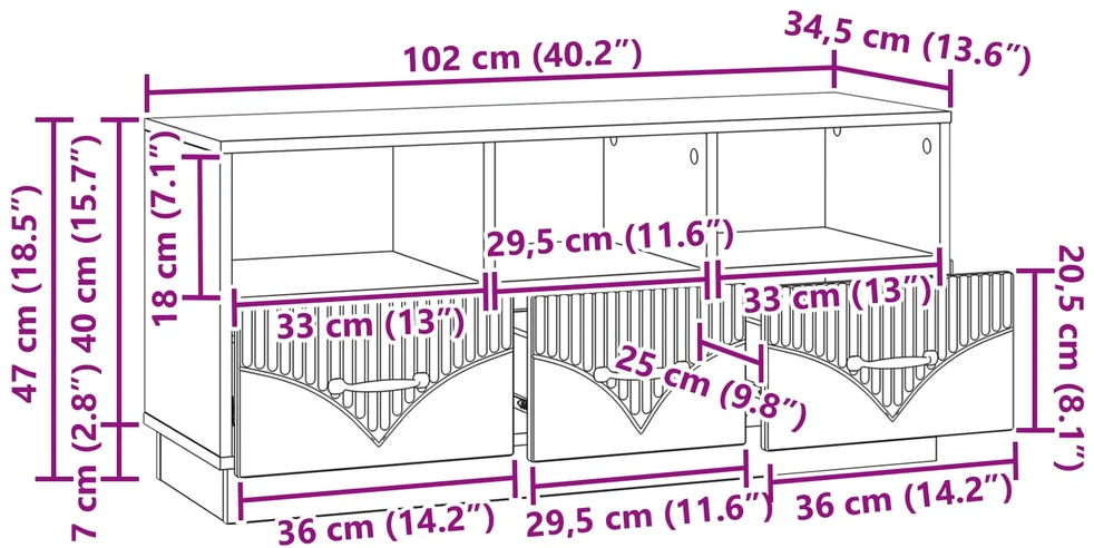 TV staliukas Televizoriaus spintelė Betono pilka 102 x 34,5 x 47 cm