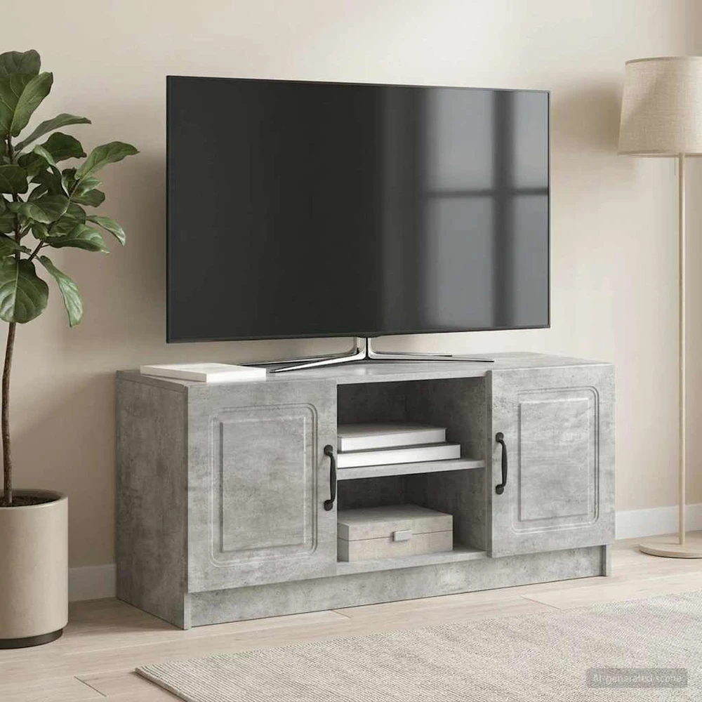 TV staliukas Televizoriaus spintelė Betono pilka 102 x 34,5 x 47 cm