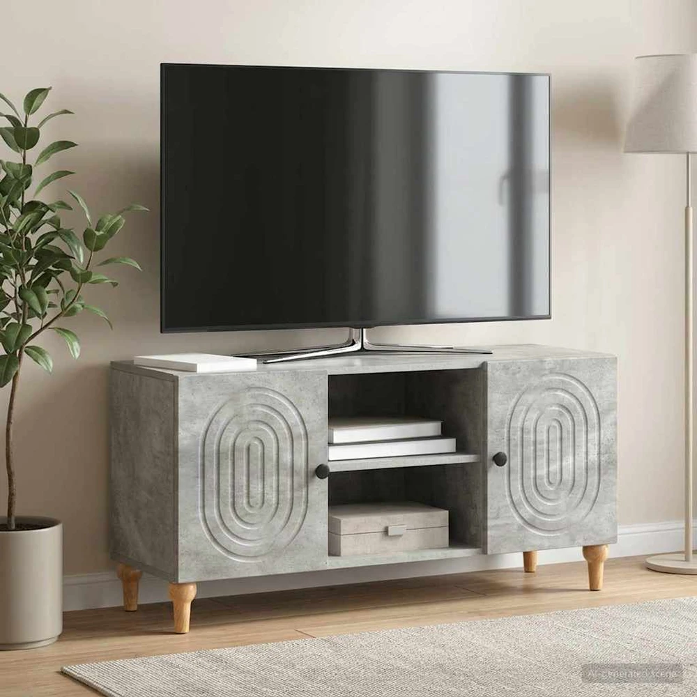 TV staliukas Televizoriaus spintelė Betono pilka 102 x 34,5 x 50 cm