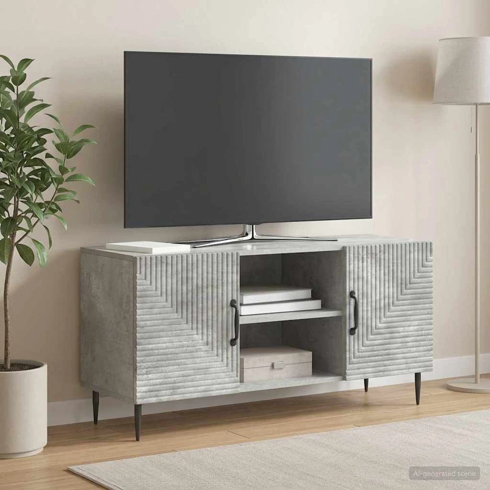 TV staliukas Televizoriaus spintelė Betono pilka 102 x 34,5 x 50 cm