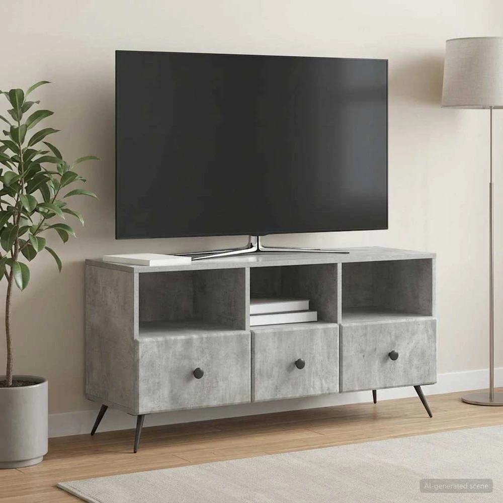 TV staliukas Televizoriaus spintelė Betono pilka 102 x 34,5 x 50 cm