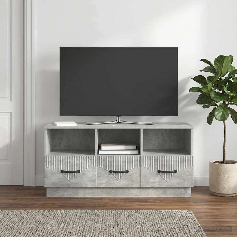 TV staliukas Televizoriaus spintelė Betono pilka 102 x 34,5 x 47 cm