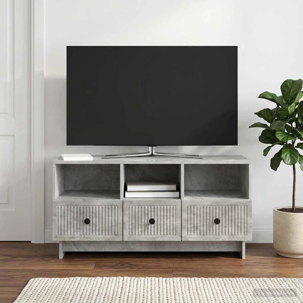 TV staliukas Televizoriaus spintelė Betono pilka 102 x 34,5 x 50 cm