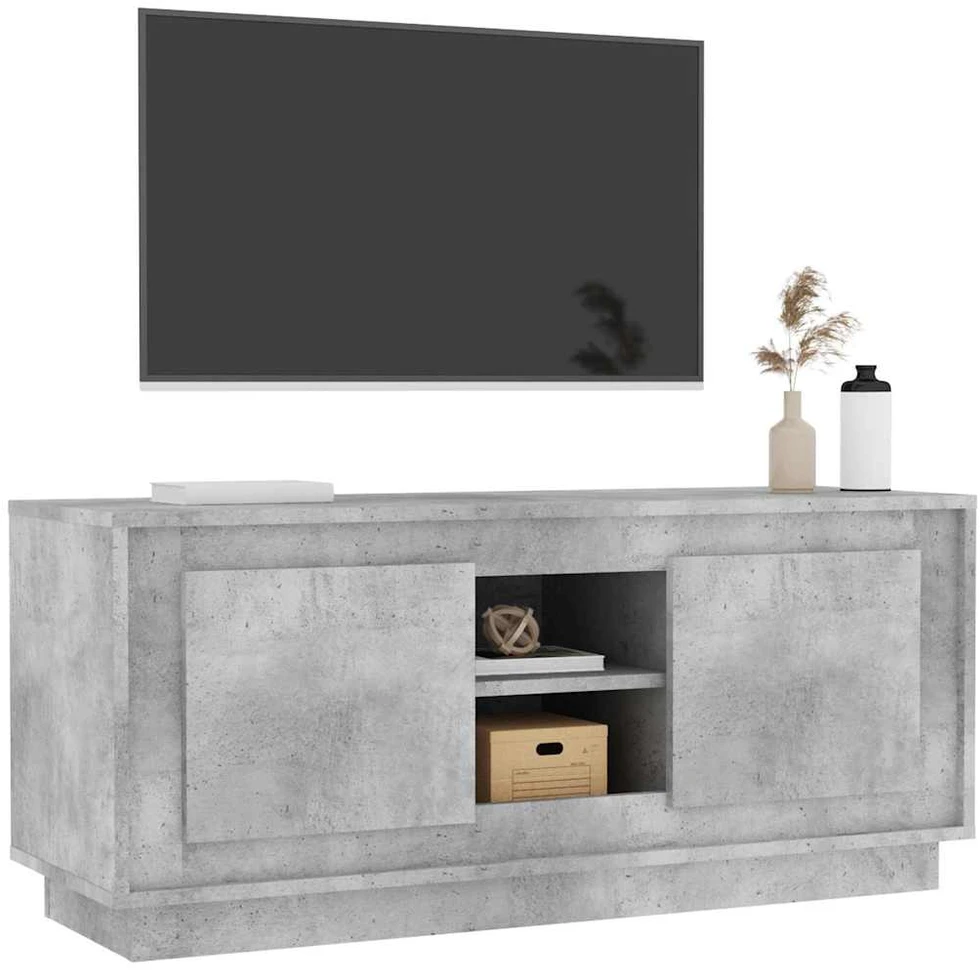 TV staliukas Televizoriaus spintelė, betono pilka, 102x35x45cm, mediena