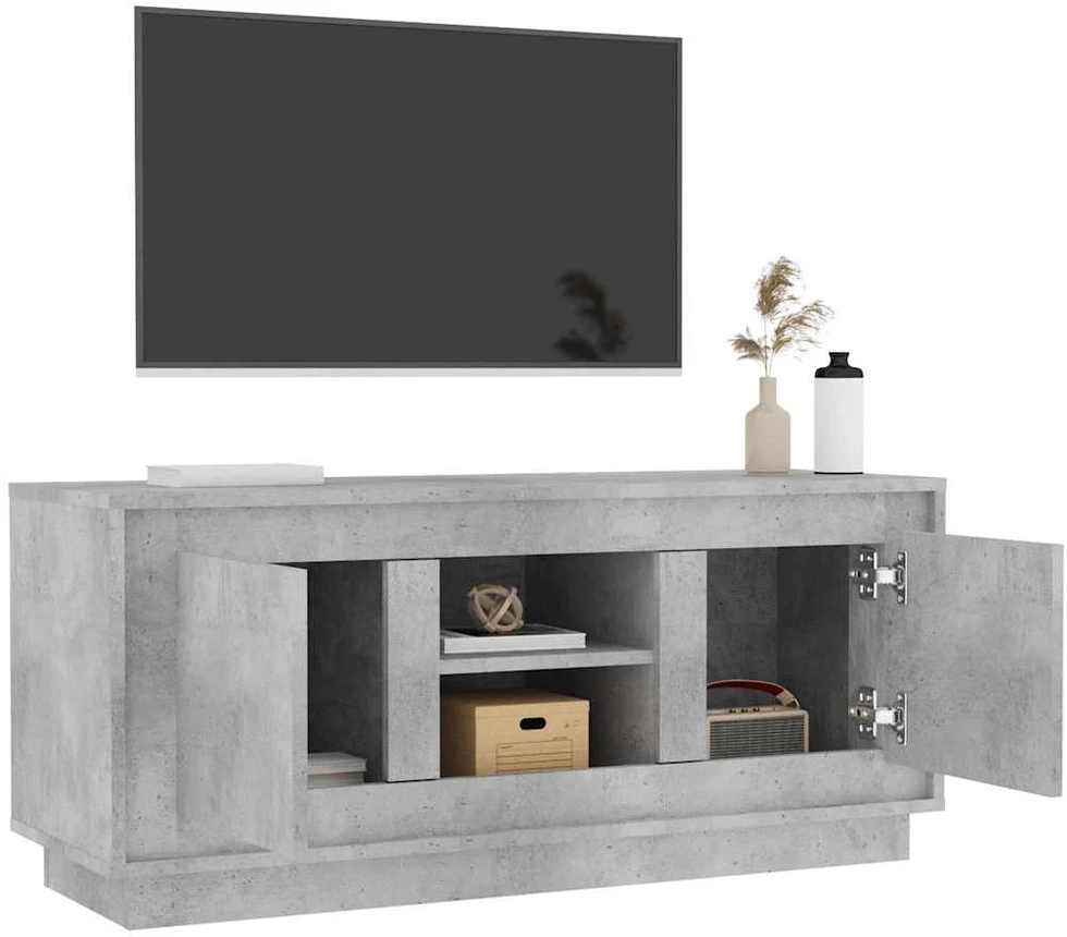 TV staliukas Televizoriaus spintelė, betono pilka, 102x35x45cm, mediena