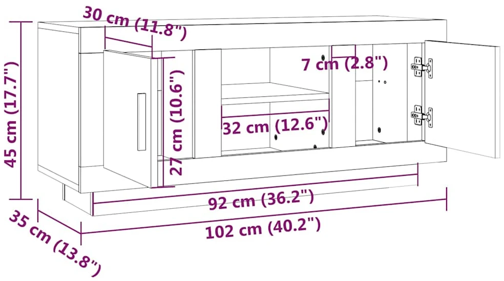 TV staliukas Televizoriaus spintelė, betono pilka, 102x35x45cm, mediena