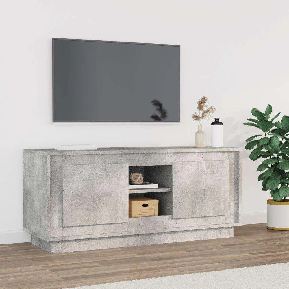 TV staliukas Televizoriaus spintelė, betono pilka, 102x35x45cm, mediena
