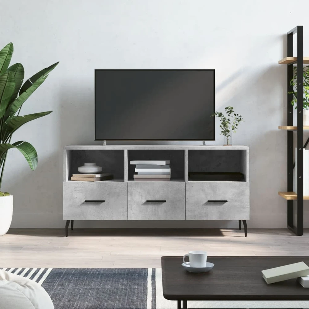 TV staliukas Televizoriaus spintelė, betono pilka, 102x36x50cm, mediena