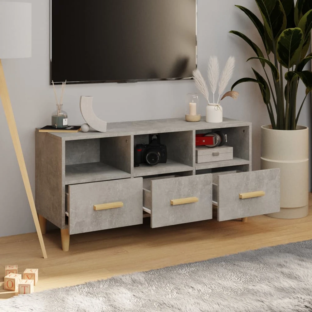 TV staliukas Televizoriaus spintelė, betono pilka, 102x36x50cm, mediena