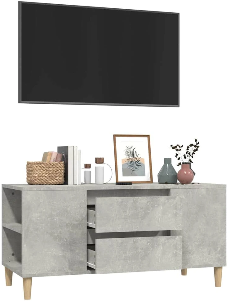 TV staliukas Televizoriaus spintelė, betono pilka, 102x44,5x50cm, mediena