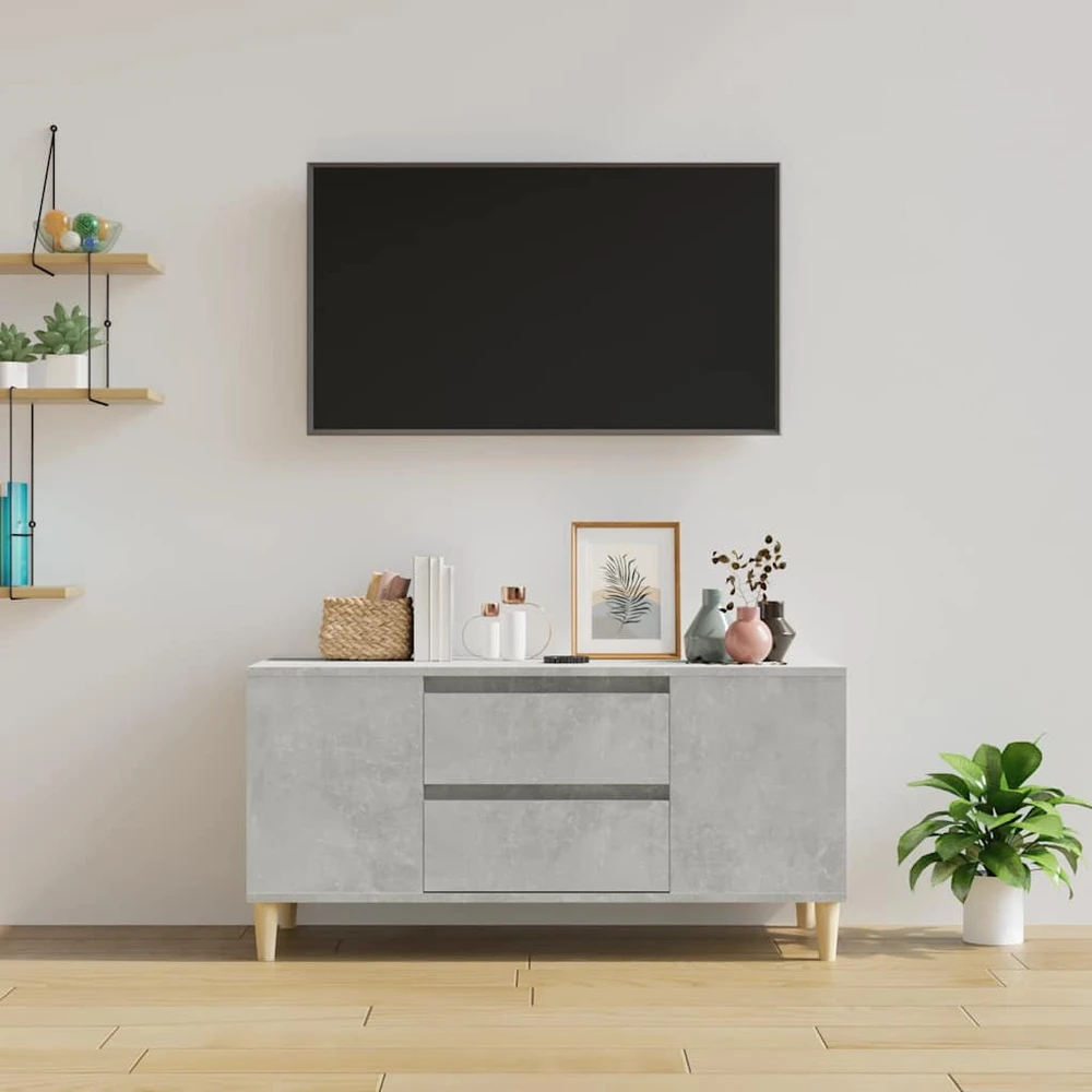 TV staliukas Televizoriaus spintelė, betono pilka, 102x44,5x50cm, mediena