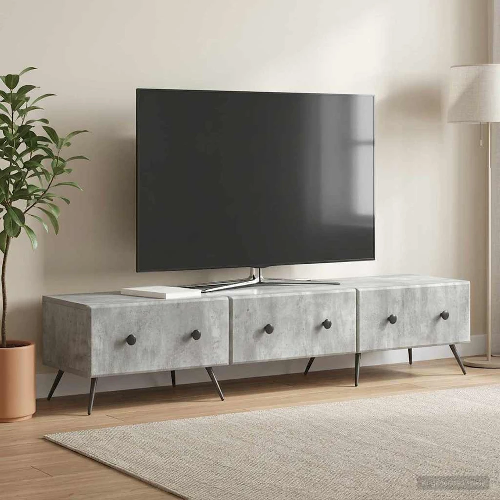 TV staliukas Televizoriaus spintelė Betono pilka 147 x 34,5 x 30 cm